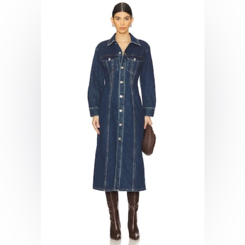 Steve Madden Denim Long Sleeve Button-Up Dress